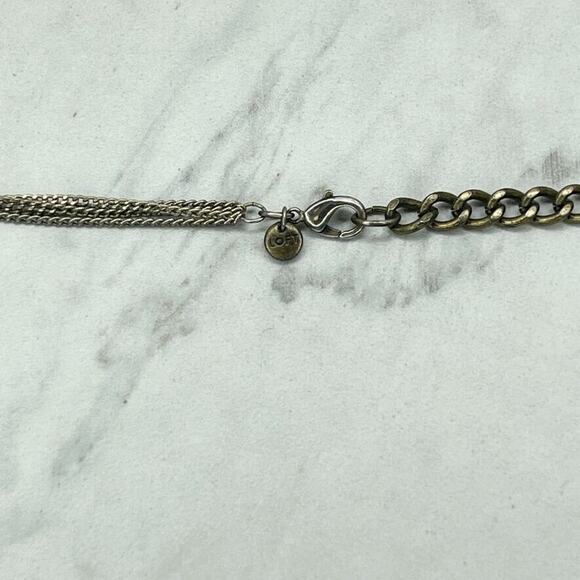 Ann Taylor Loft Rhinestone Silver and Gold Tone Long Chain Link Necklace - Picture 3 of 12